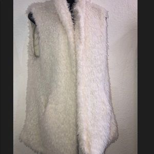 White teddy bear winter faux fur coat vest